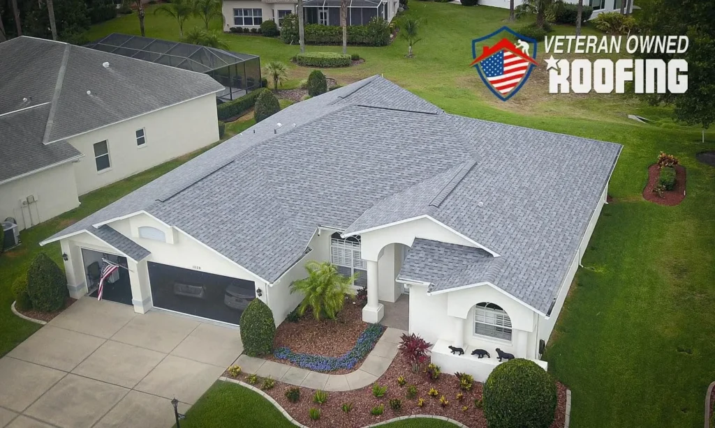 Completed roof replacement on a Florida home backed by a 10 year workmanship warranty