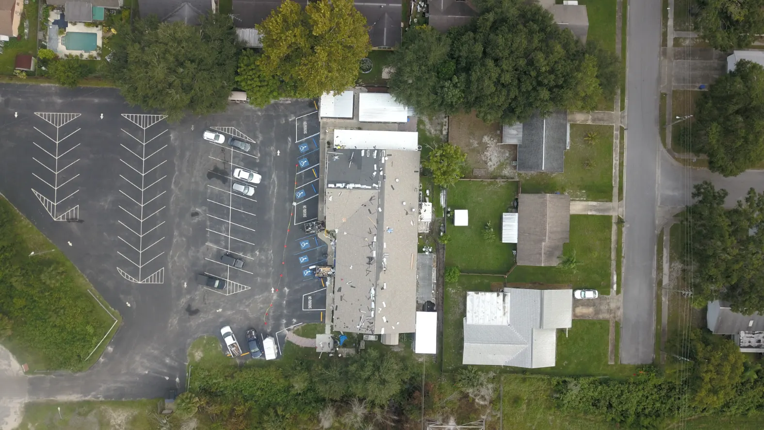 Aerial view of clay tile roofs on the Gulf Coast